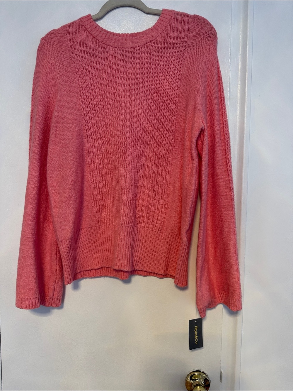 Style & Co. Coral-Pink Crewneck Knit Sweater